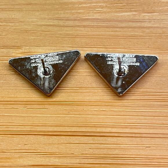 PRADA Black & Silver Triangle Logo Earrings – Pierced, Stamped - Picture 3 of 5